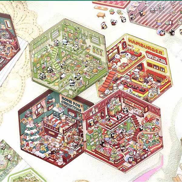 Festive Fun DIY 3D Scene Stickers 4 Cute Miniature Scenes(S)