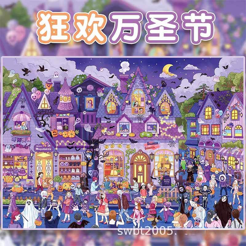 Festive Streets DIY 3D Scene Stickers 2 Cute Miniature Scenes(L)