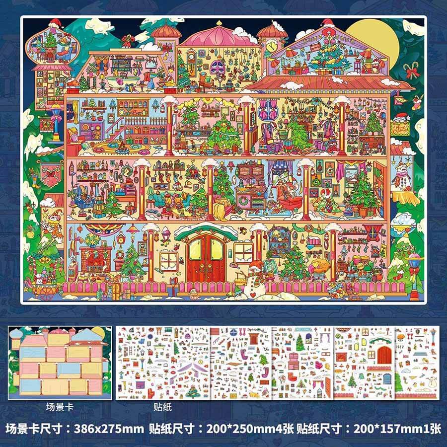 Festive Whimsy DIY 3D Scene Stickers 3 Cute Scenes(L)