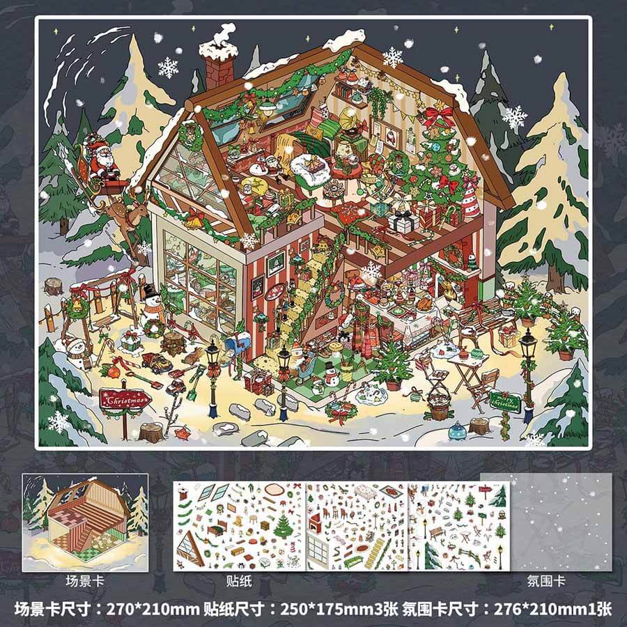 Festive Whimsy DIY 3D Scene Stickers 3 Cute Scenes(L)