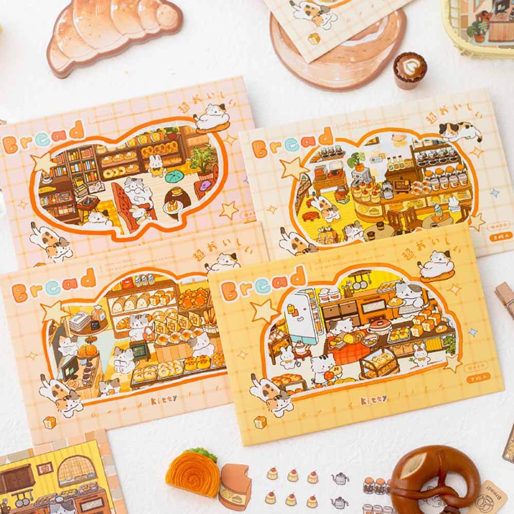 Flavors & Pages(Set of 4) DIY 3D Scene Stickers Cute Miniature Scenes