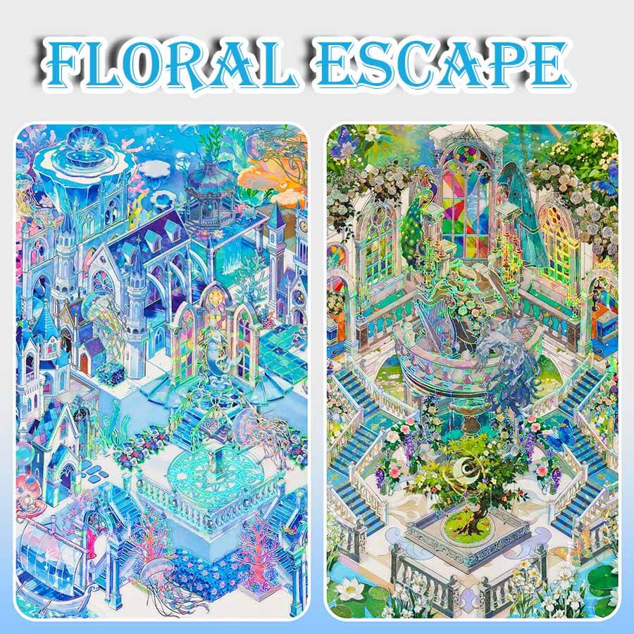 Floral Escape DIY 3D Scene Stickers With Guide Lines(L)
