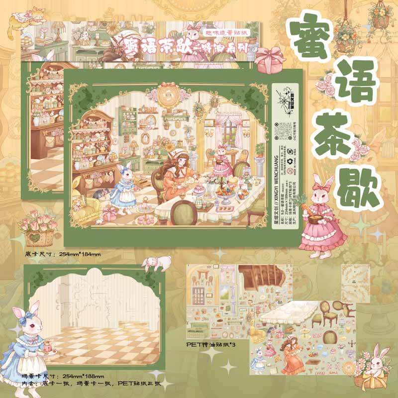 Floral Haven DIY 3D Scene Stickers With Guide Lines(L)