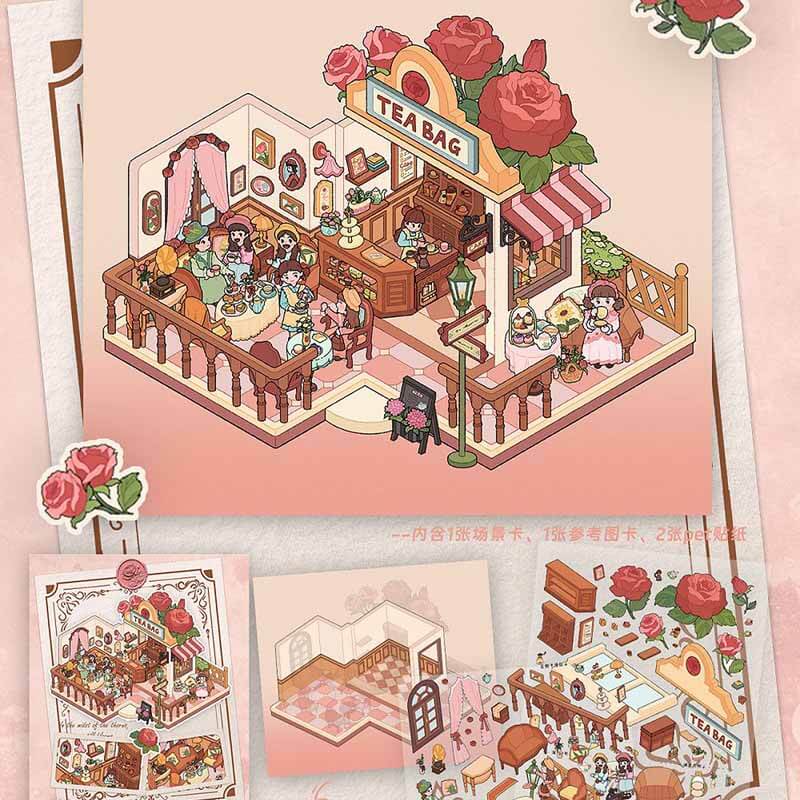 Floral Serenade DIY 3D Scene Stickers 3 Cute Miniature Scenes(L)
