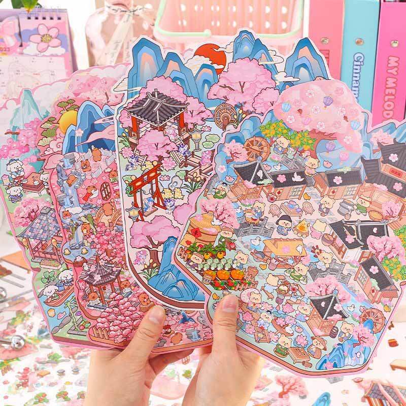 Floral Serenity 3D Sticker Collection 4 Cute Miniature Scenes