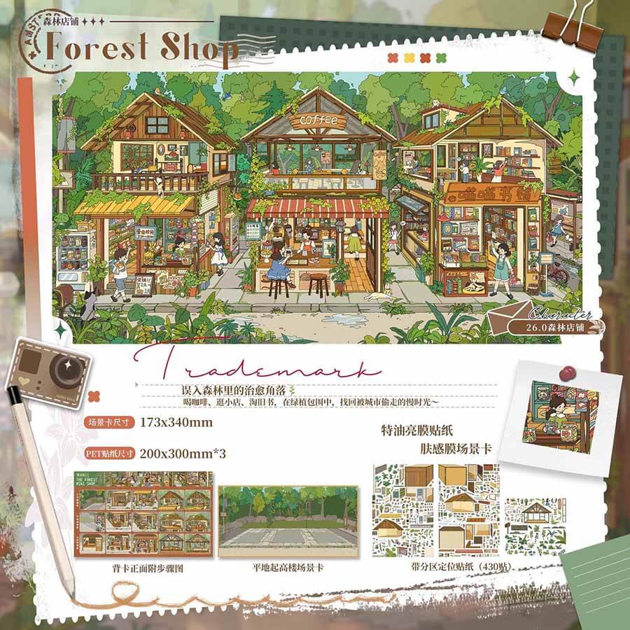 Flower & Bird Market DIY 3D Scene Stickers 2 Cute Scenes(L)