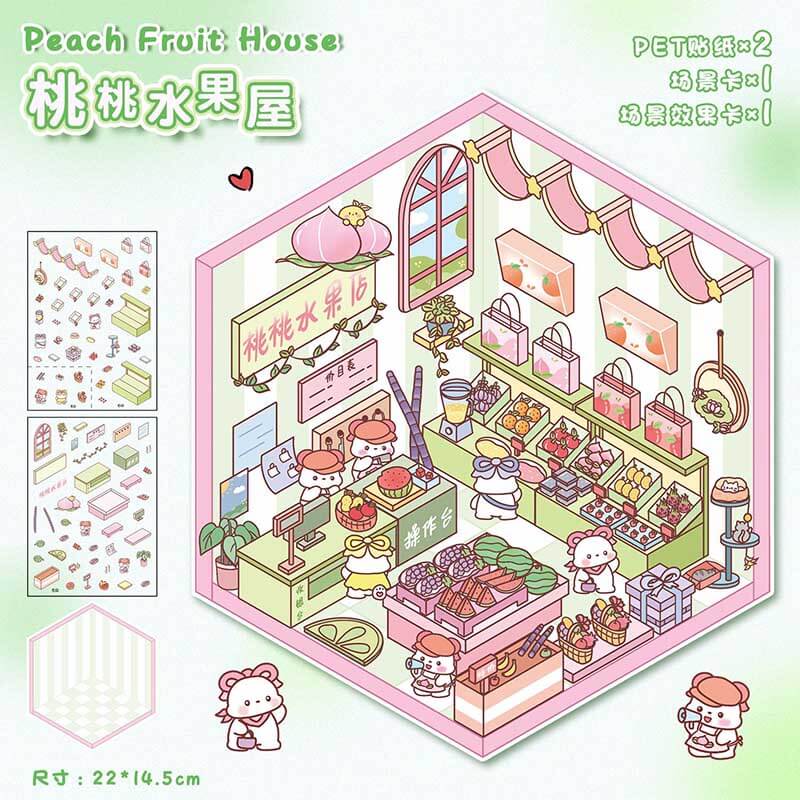Fluffy Sweet Haven DIY 3D Scene Stickers 4 Cute Miniature Scenes(S)