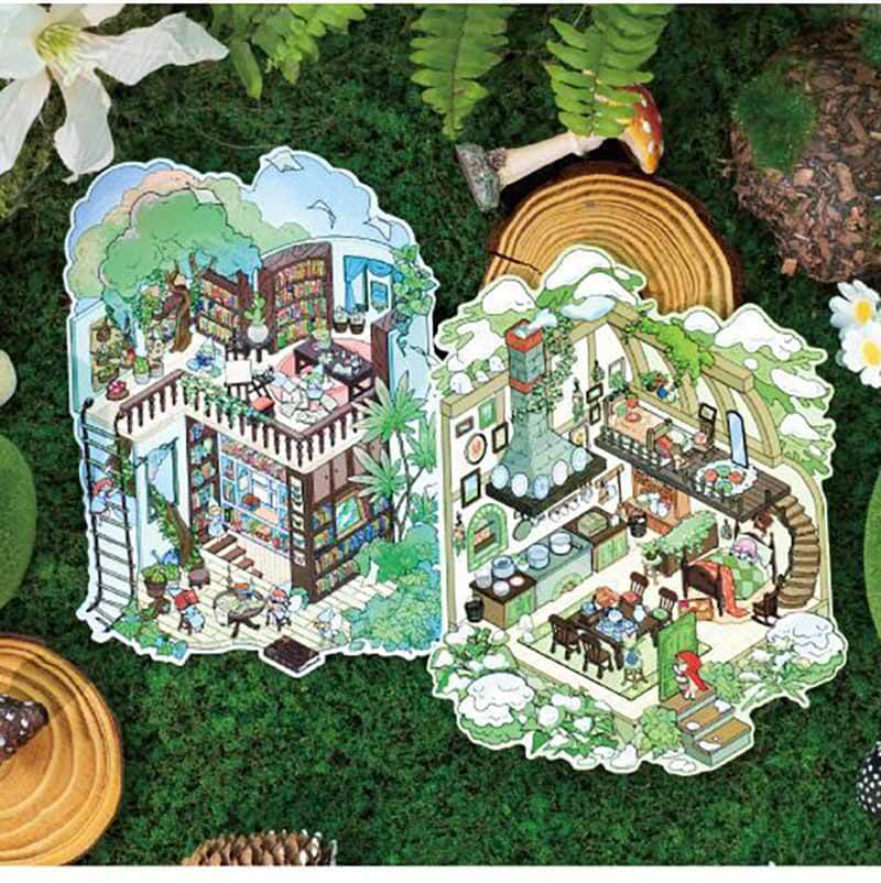 Fogwood Fable DIY 3D Scene Stickers 4 Cute Miniature Scenes