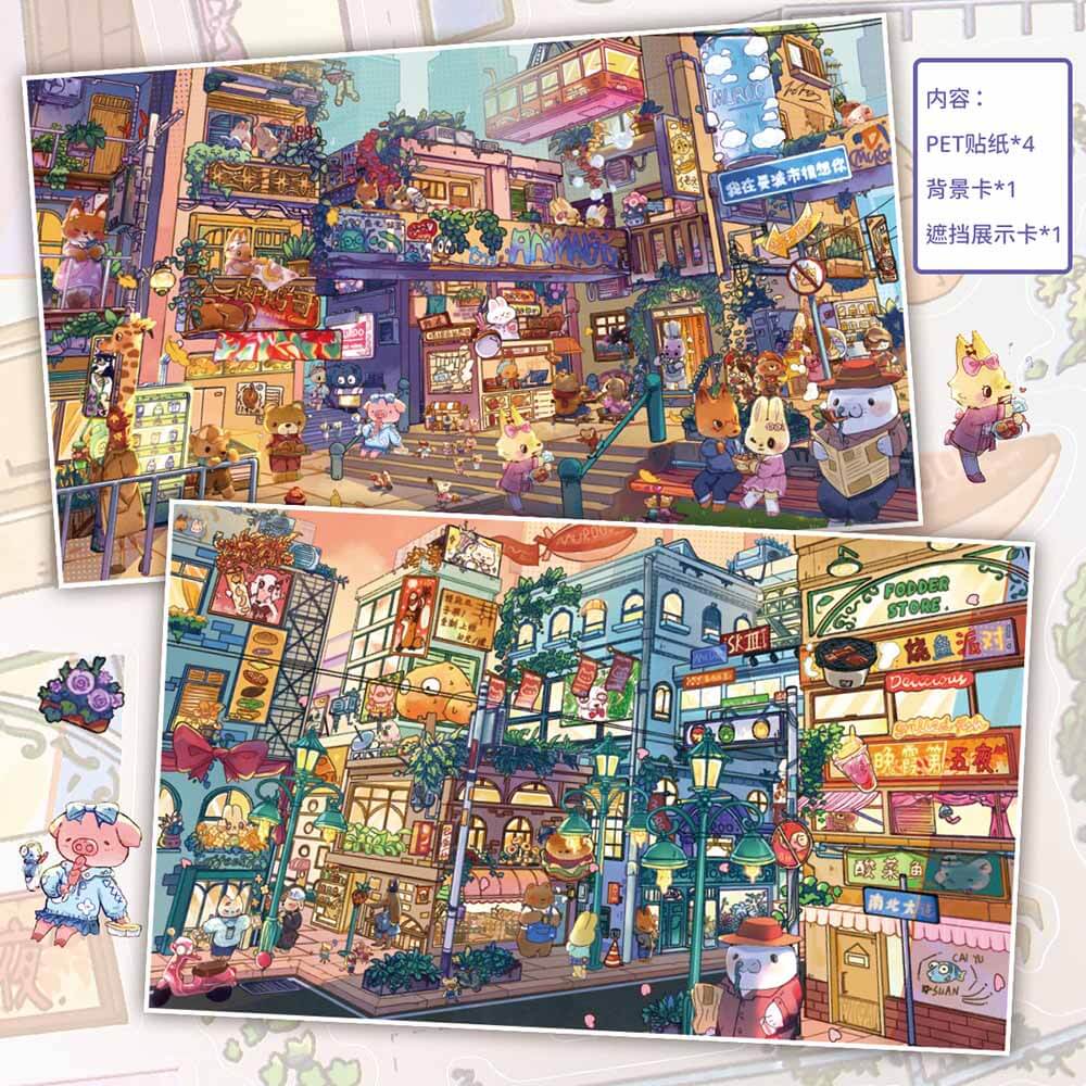 Food Crawl DIY 3D Scene Stickers 2 Cute Miniature Scenes(L)