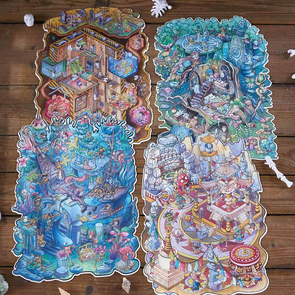 Forbidden Realms DIY 3D Scene Stickers 4 Cute Miniature Scenes(L)