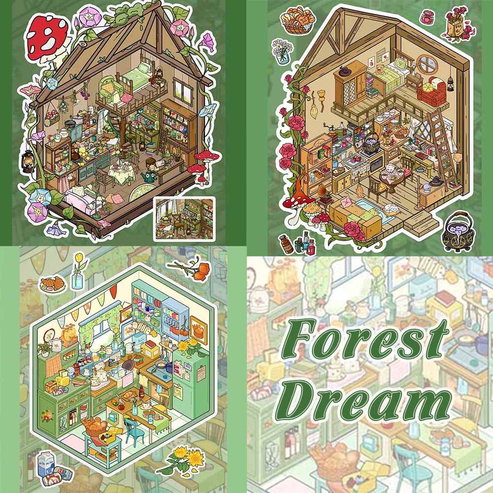 Forest Dream DIY 3D Scene Stickers 3 Cute Miniature Scenes(S)