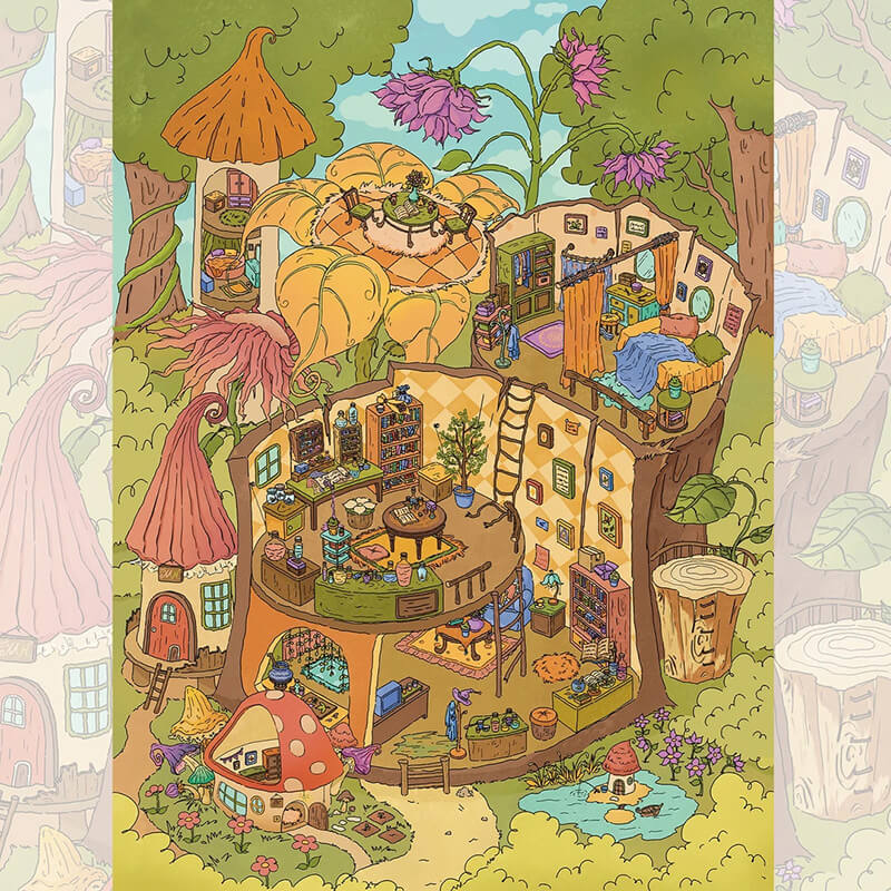Forest of Wonder DIY 3D Scene Stickers 2 Cute Miniature Sticker(xL)