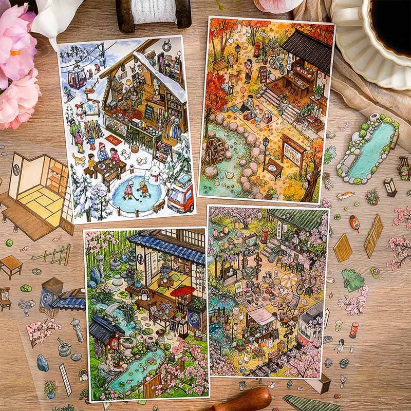 Four Seasons Retreat DIY 3D Scene Stickers With Guide Lines(S)