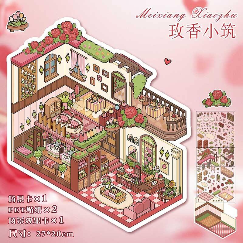 Fragrant Serenity DIY 3D Scene Stickers Lovely 2 Miniature Scenes(L)