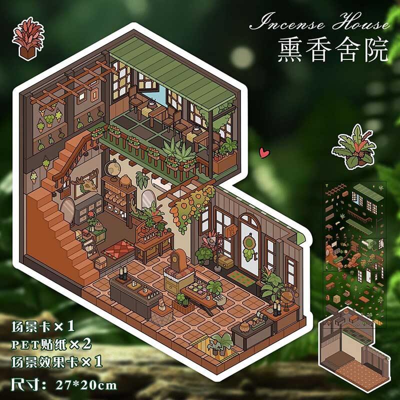 Fragrant Serenity DIY 3D Scene Stickers Lovely 2 Miniature Scenes(L)