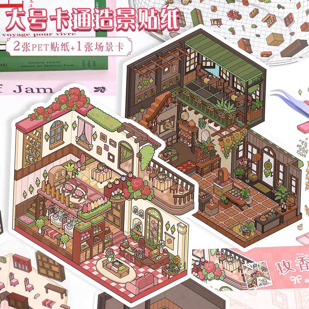 Fragrant Serenity DIY 3D Scene Stickers Lovely 2 Miniature Scenes(L)