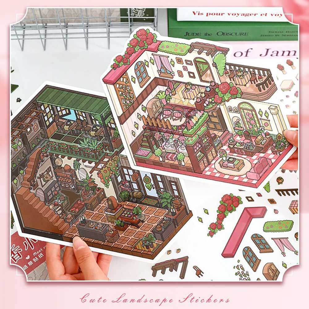 Fragrant Serenity DIY 3D Scene Stickers Lovely 2 Miniature Scenes(L)