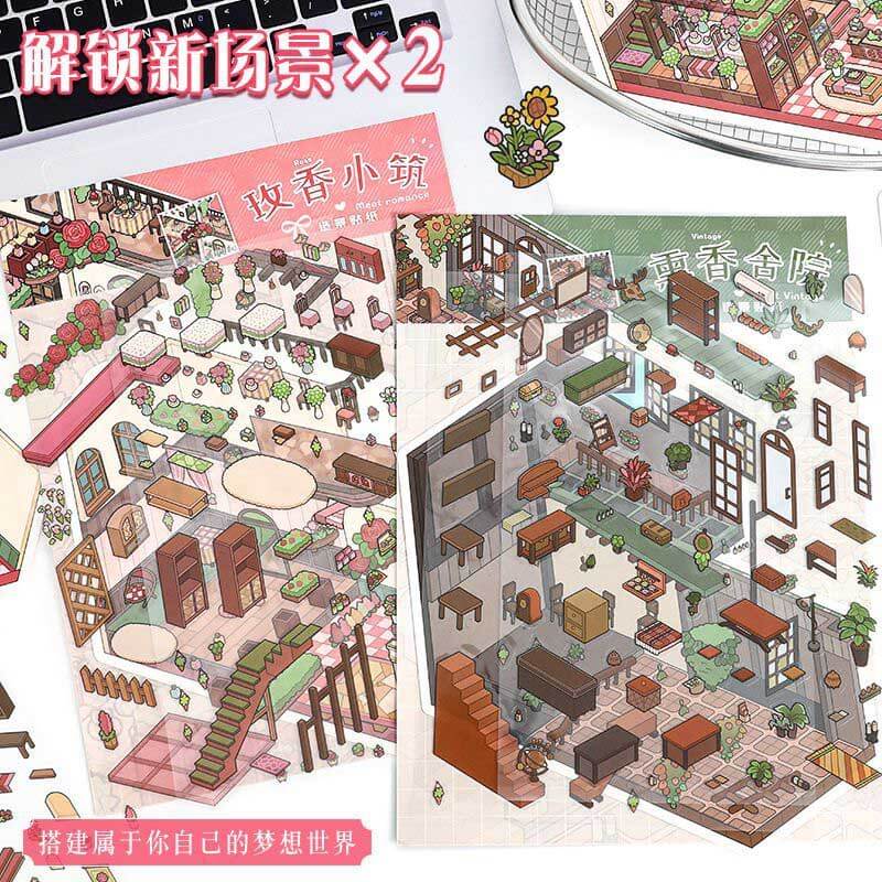 Fragrant Serenity DIY 3D Scene Stickers Lovely 2 Miniature Scenes(L)