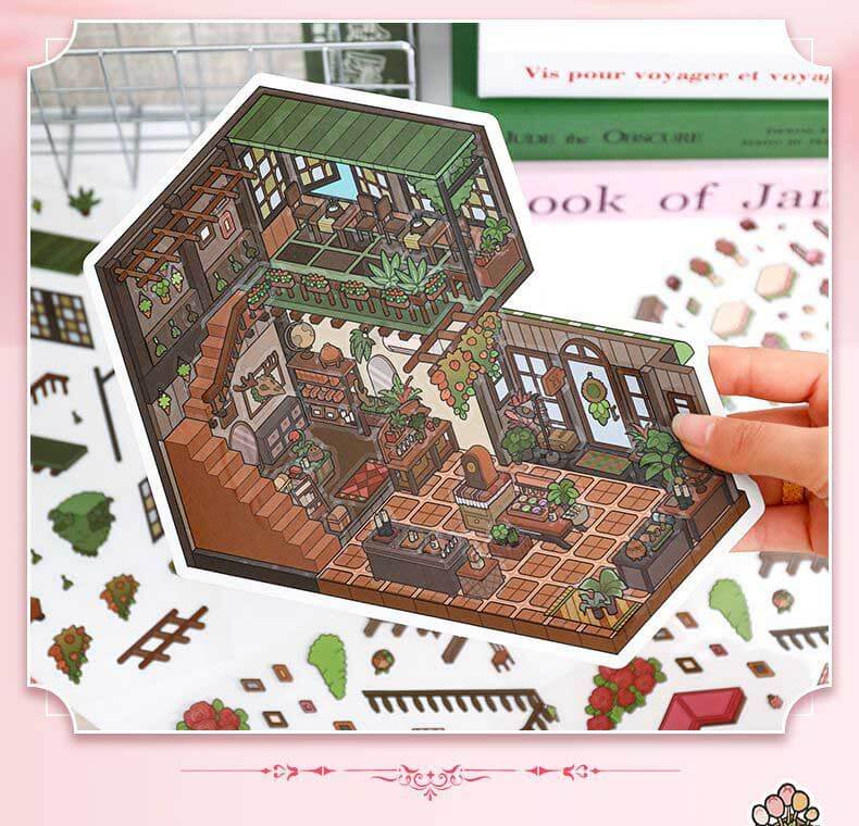 Fragrant Serenity DIY 3D Scene Stickers Lovely 2 Miniature Scenes(L)