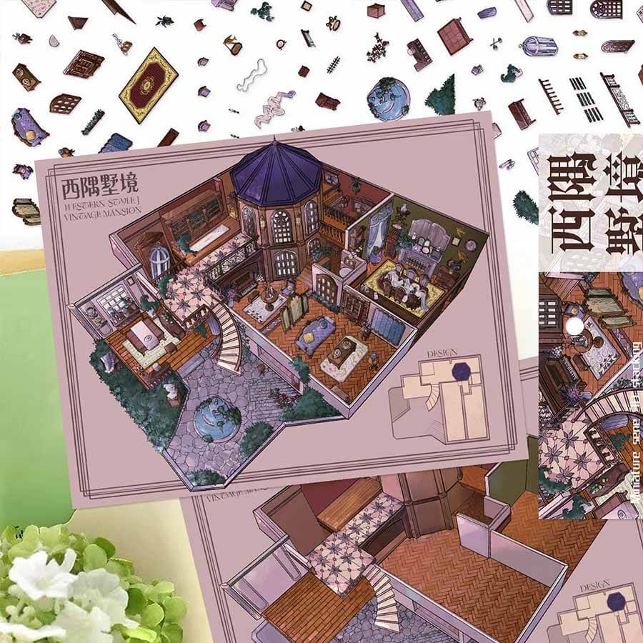 Fringe Isle DIY 3D Scene Stickers 2 Cute Miniature Scenes(L)