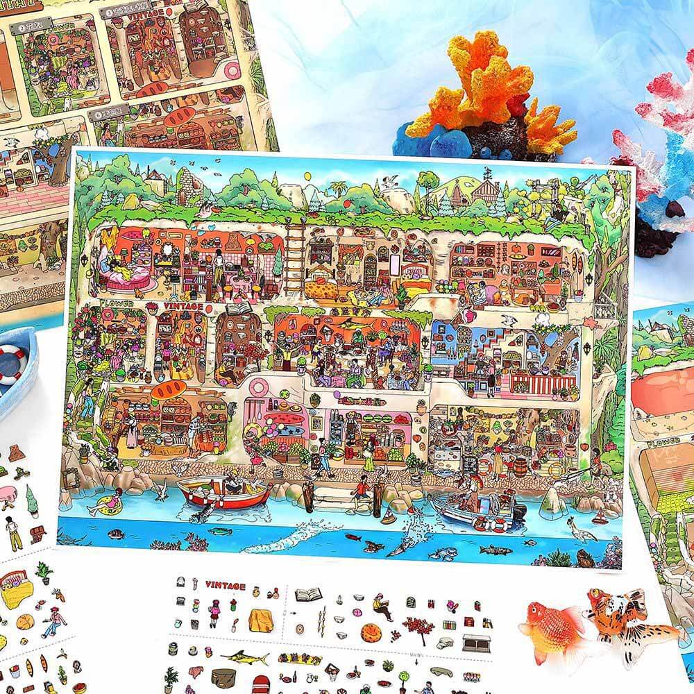 Fringe Town DIY 3D Scene Stickers 2 Cute Miniature Scenes(L)