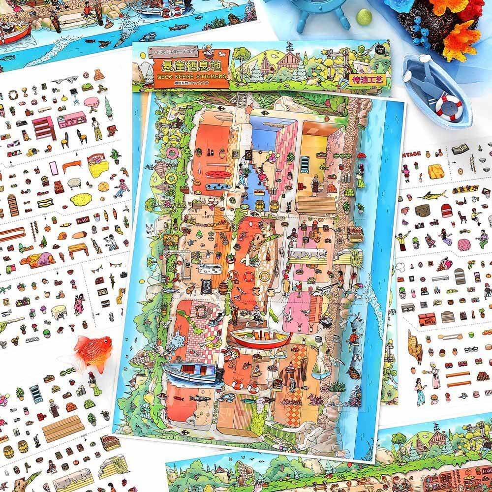 Fringe Town DIY 3D Scene Stickers 2 Cute Miniature Scenes(L)