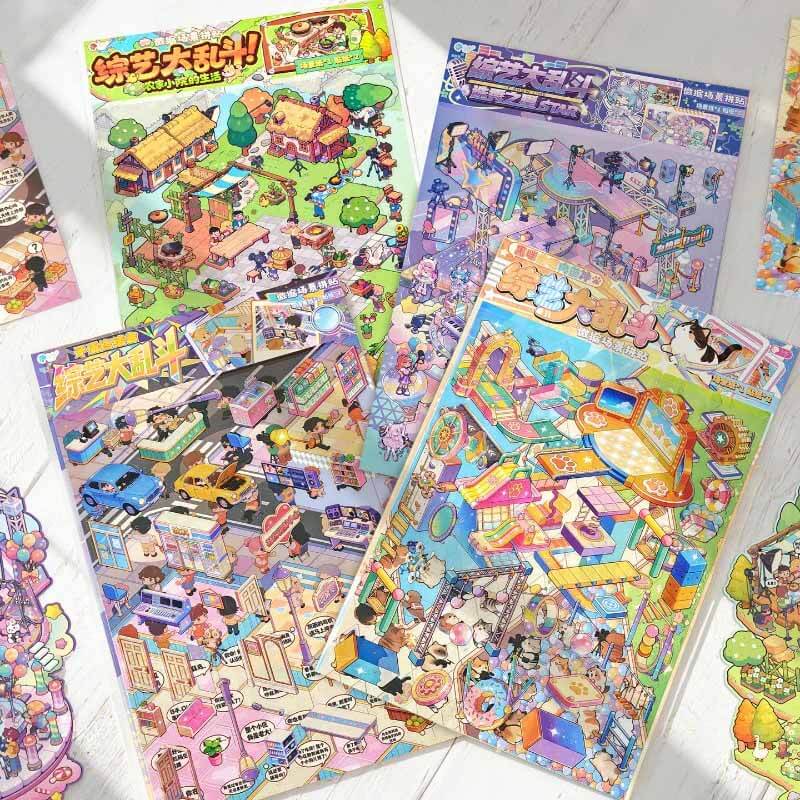 Fun Challenge Zone DIY 3D Scene Stickers 4 Cute  Scenes(L)