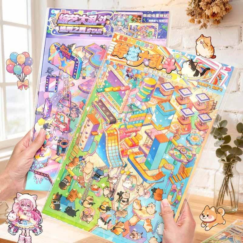 Fun Challenge Zone DIY 3D Scene Stickers 4 Cute  Scenes(L)