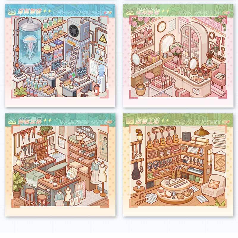 Fun Shelves Book DIY 3D Scene Stickers With Guide Lines(M)