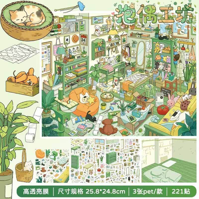 Fun Workshop DIY 3D Scene Stickers With Guide Lines(L)
