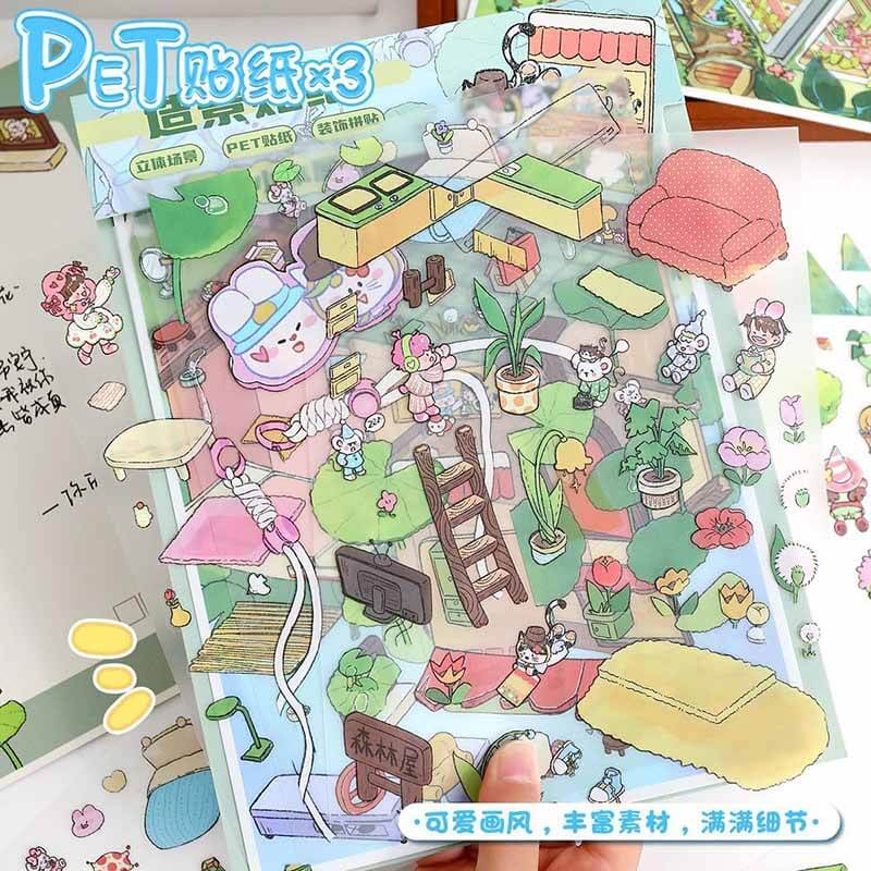 Gadget Hut DIY 3D Scene Stickers 2 Cute Miniature Scenes(M)