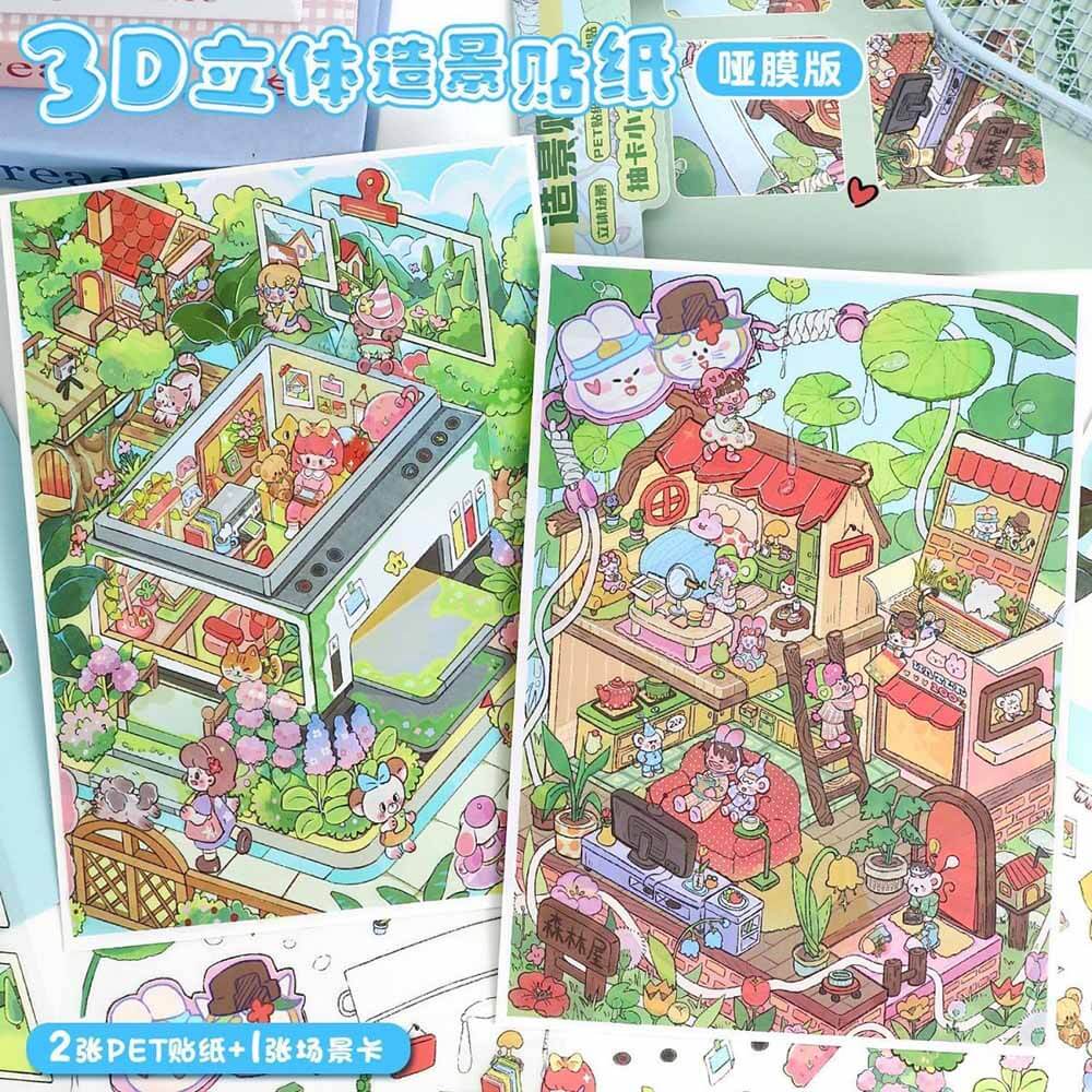 Gadget Hut DIY 3D Scene Stickers 2 Cute Miniature Scenes(M)
