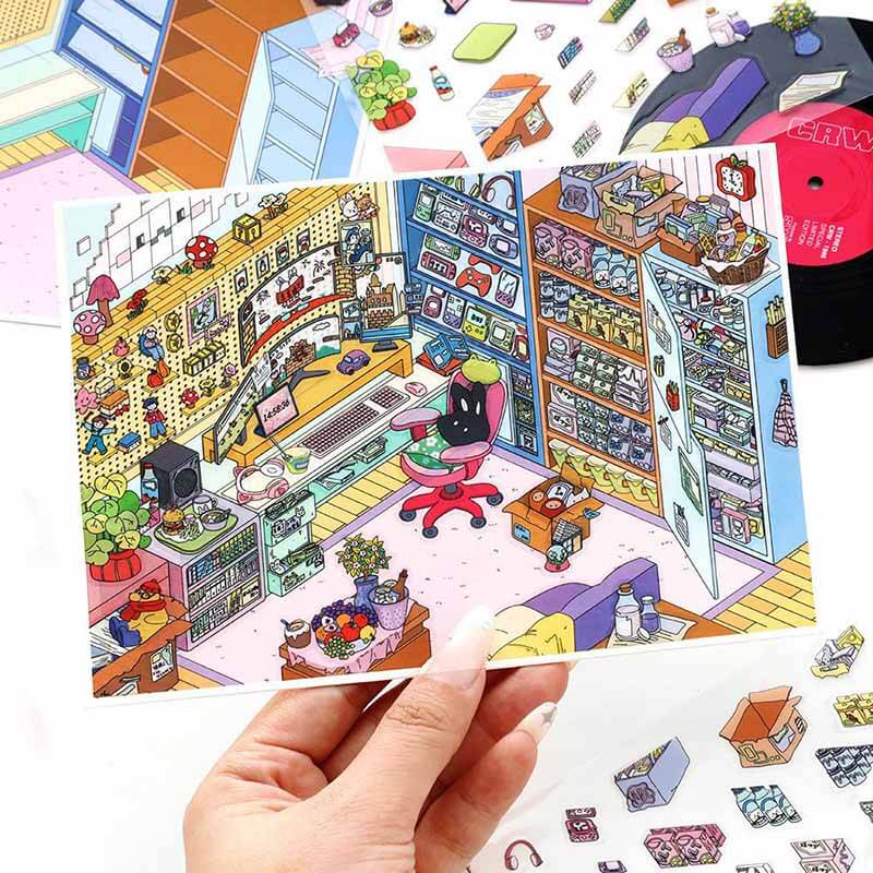 Gaming Cottage DIY 3D Scene Stickers 4 Cute Scenes(S)