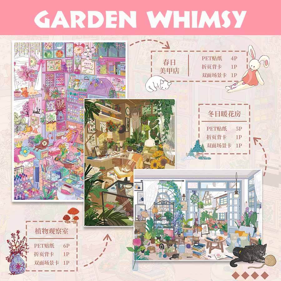 Garden Whimsy DIY 3D Scene Stickers With Guide Lines(M)