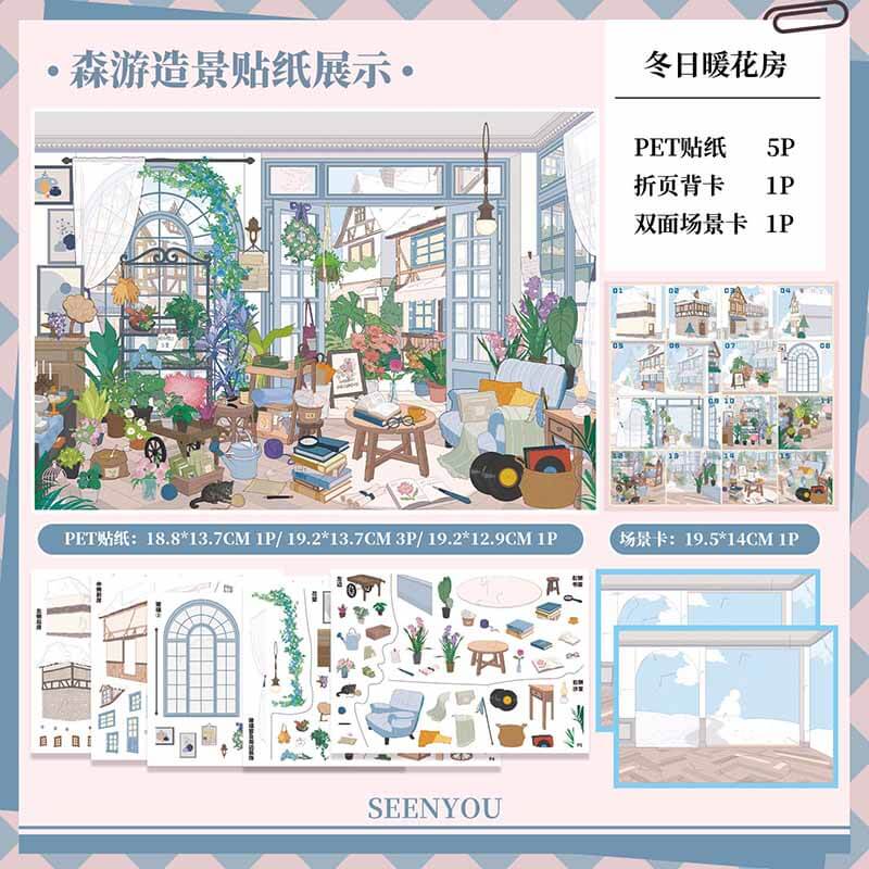 Garden Whimsy DIY 3D Scene Stickers With Guide Lines(M)