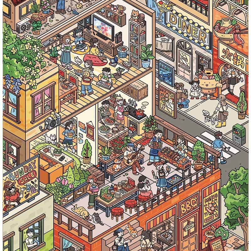 Gentle Living DIY 3D Sticker 3 Cute Miniature Scenes(xL)