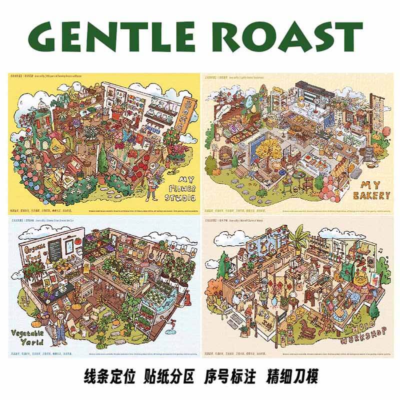 Gentle Roast DIY 3D Scene Stickers With Guide Lines(L)