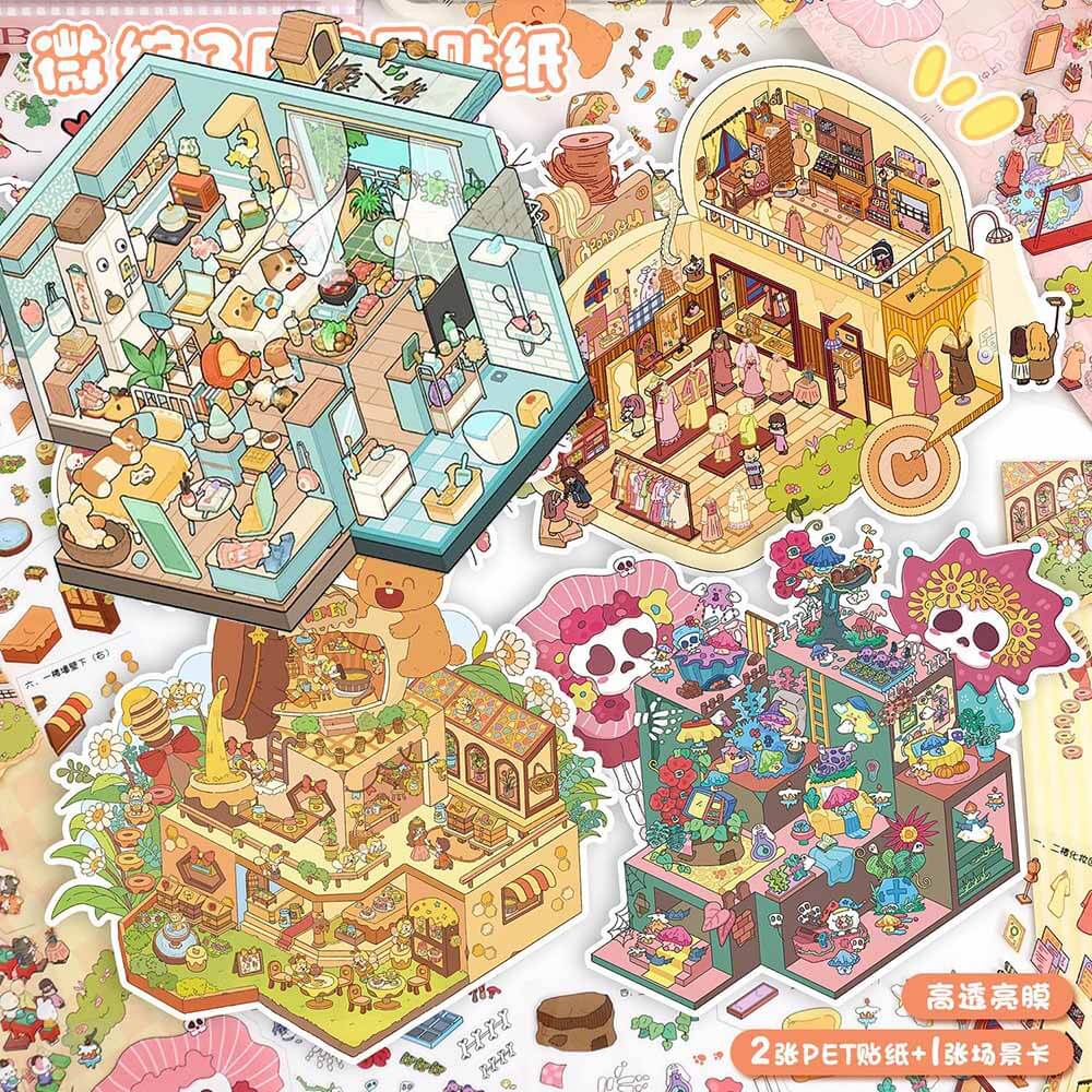 Gentle Stories DIY 3D Scene Stickers 4 Cute Miniature Scenes(M)
