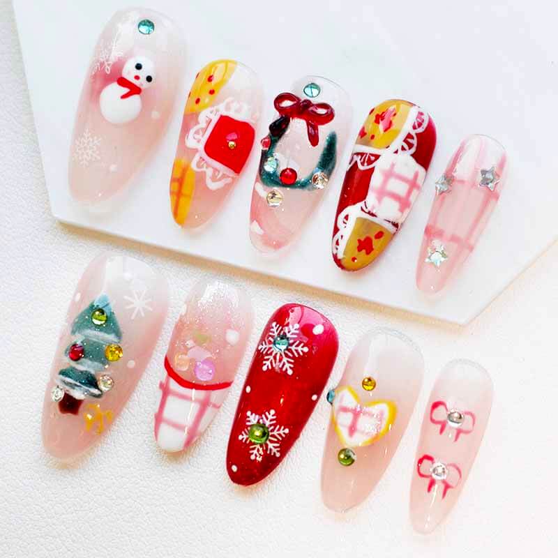Beauty Art Garden Press On Nail Gifts Under the Tree 209