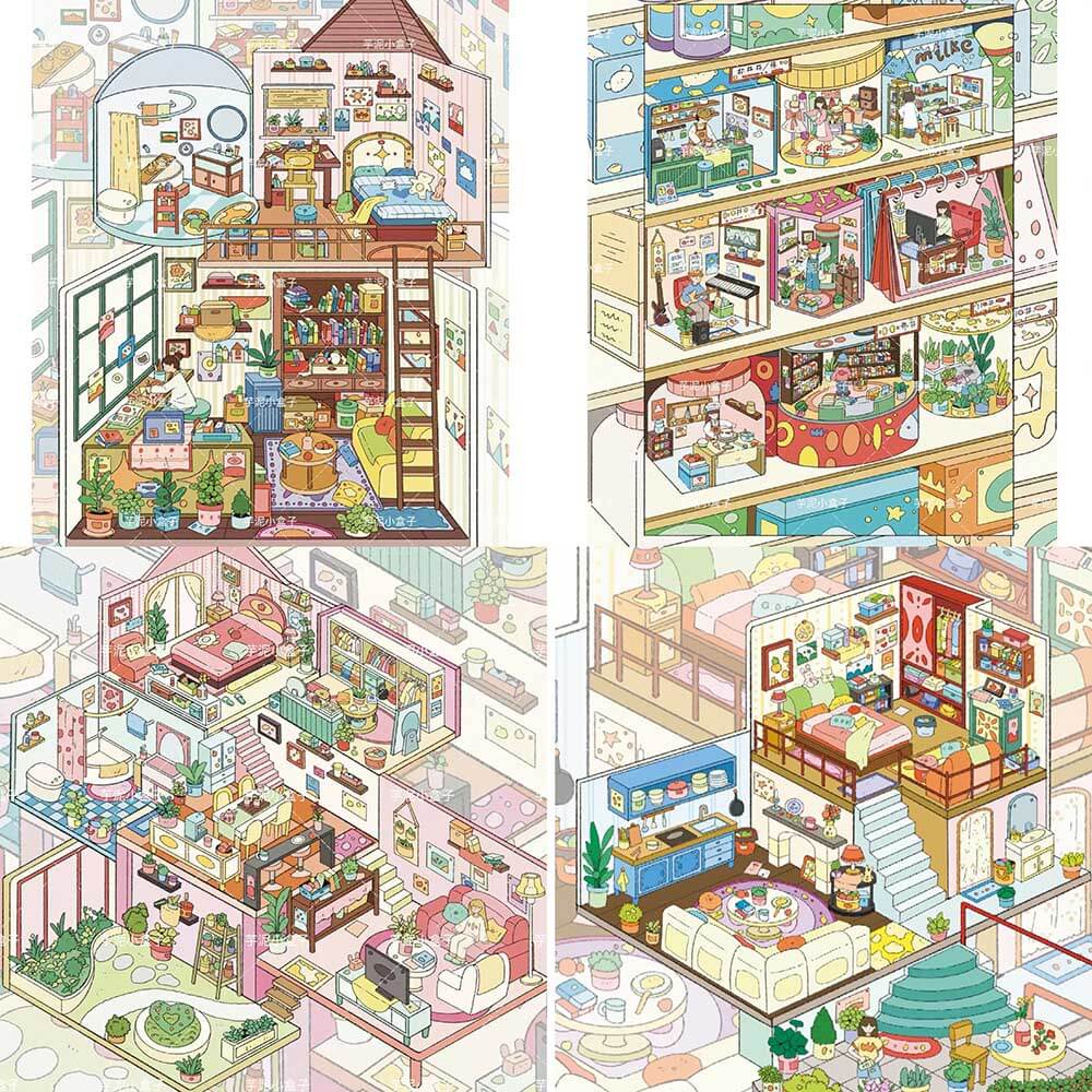 Girl's Niche DIY 3D Scene Stickers 4 Cute Miniature Scenes