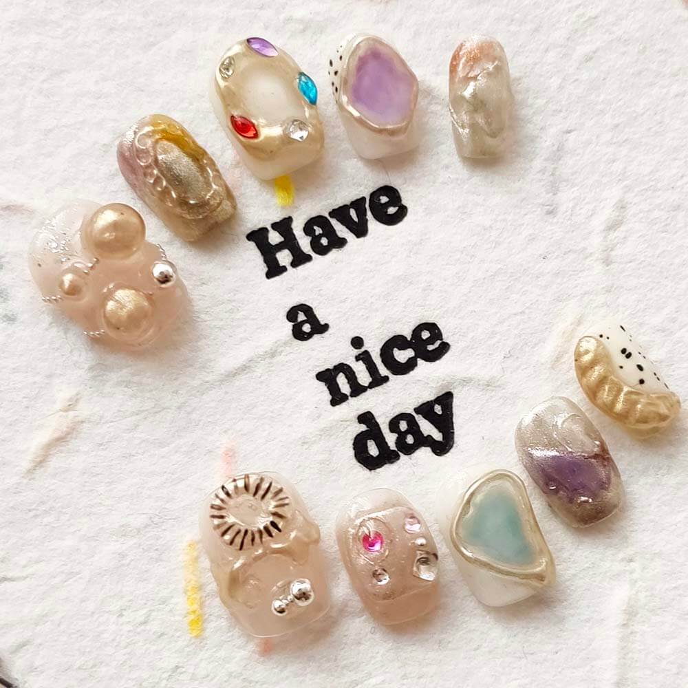 Art Garden Press On Nails Glittering Dots 74