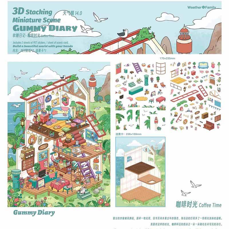 Whispering Garden DIY 3D Scene Stickers 3 Cute Miniature Scenes(L)