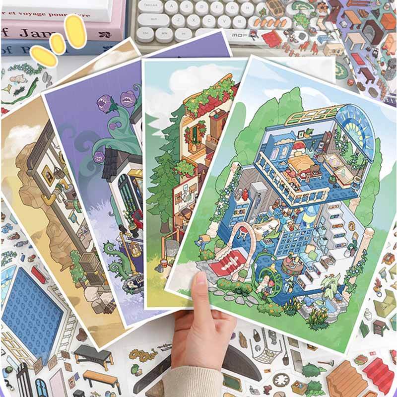 Guild Homes DIY 3D Scene Stickers 4 Cute Miniature Scenes(L)