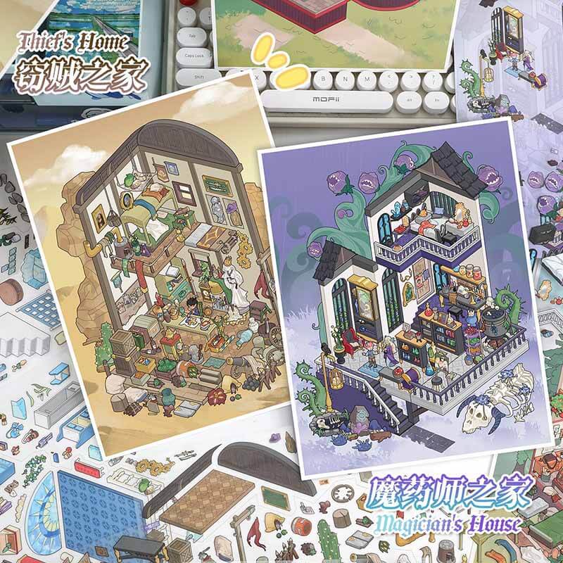 Guild Homes DIY 3D Scene Stickers 4 Cute Miniature Scenes(L)