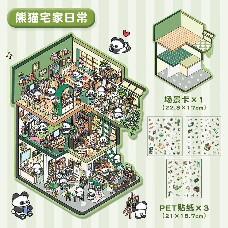 Oversized Cottage DIY 3D Scene Stickers 4 Cute Miniature Scenes