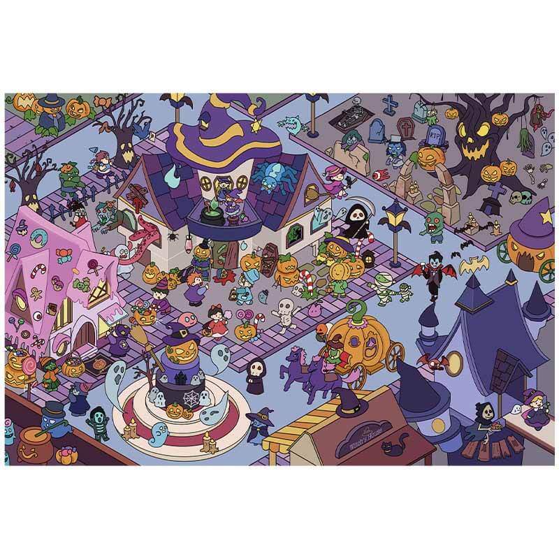 Halloween Night DIY 3D Scenes Sticker Cute Miniature Scenes(L)