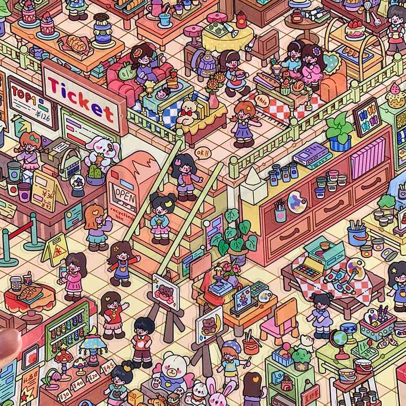 Handmade Quest DIY 3D Scene Stickers 2 Cute Miniature Scenes(xL)