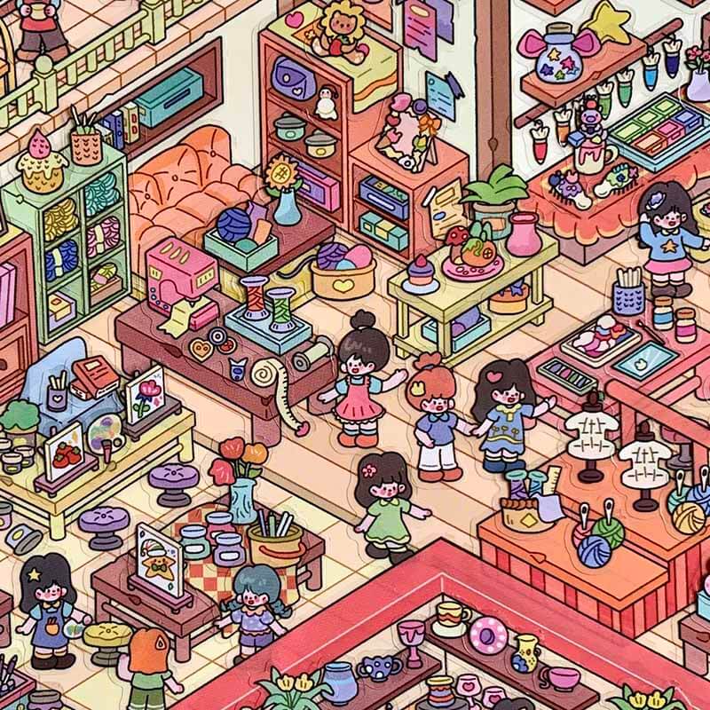 Handmade Quest DIY 3D Scene Stickers 2 Cute Miniature Scenes(xL)