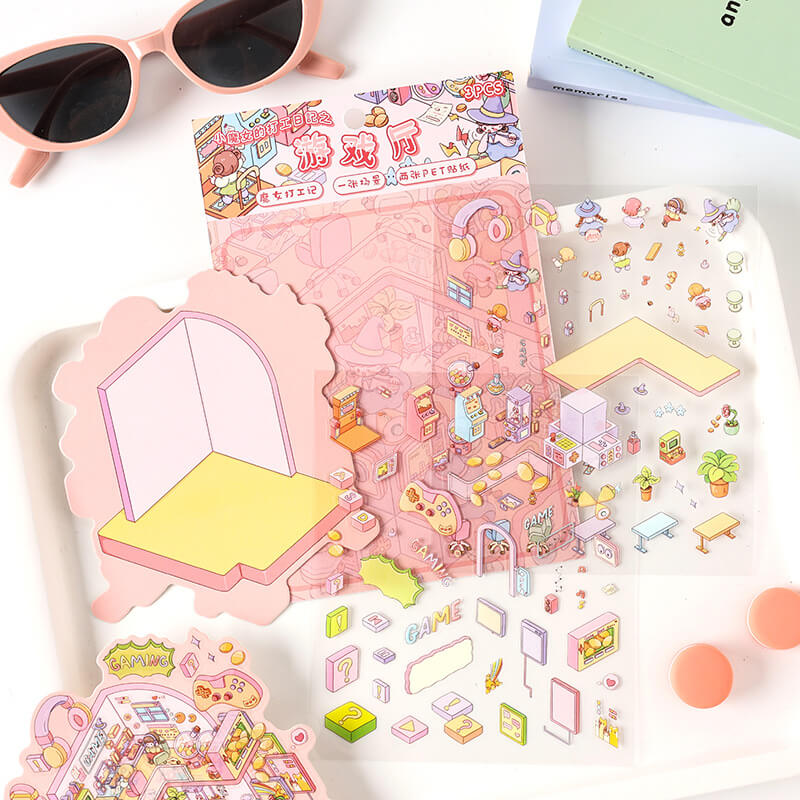 Hangout Haven DIY 3D Sticker Collection 4 Cute Miniature Scenes(S)