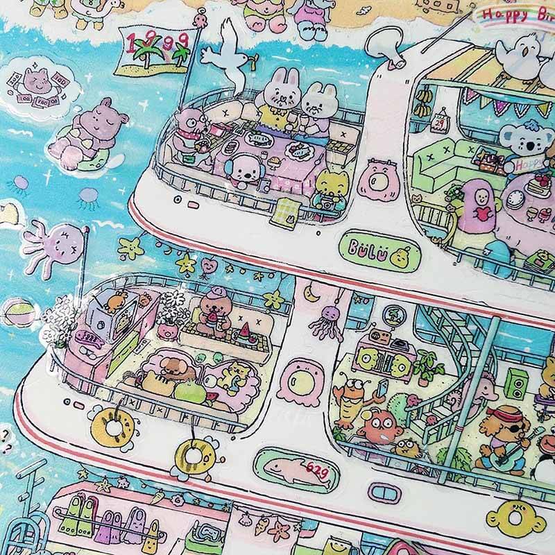 Happy Cruise Holiday DIY 3D Scene Stickers Cute Miniature Scenes(xL)